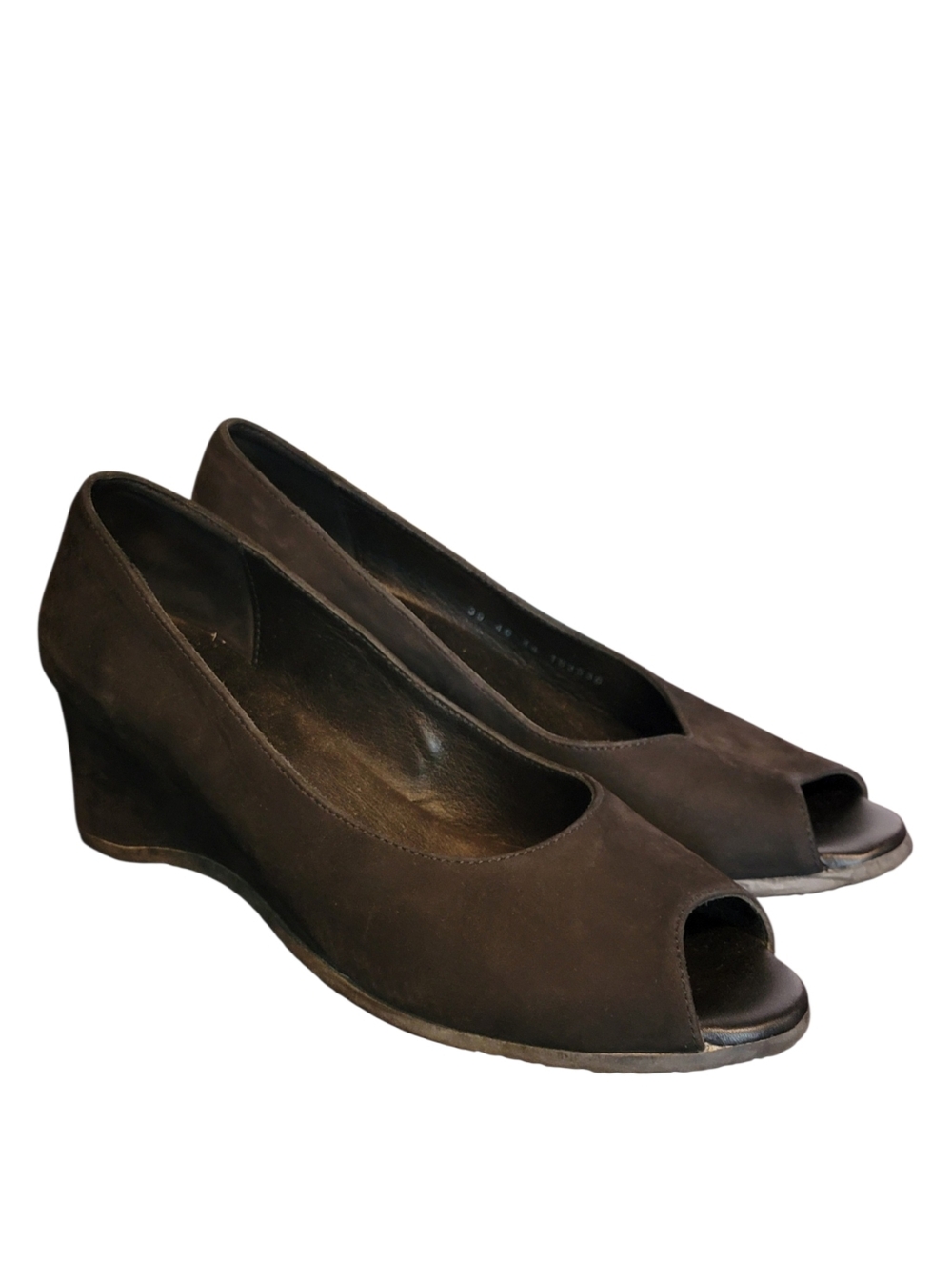 Arche Black Suede Wedge‎ Peep Toe Pumps Heels Shoes Size 39 US 8